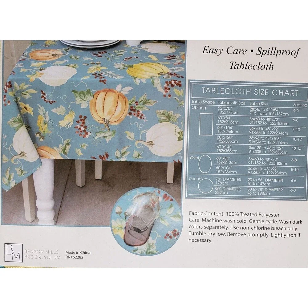 Printed Fabric Spillproof Tablecloth,60
